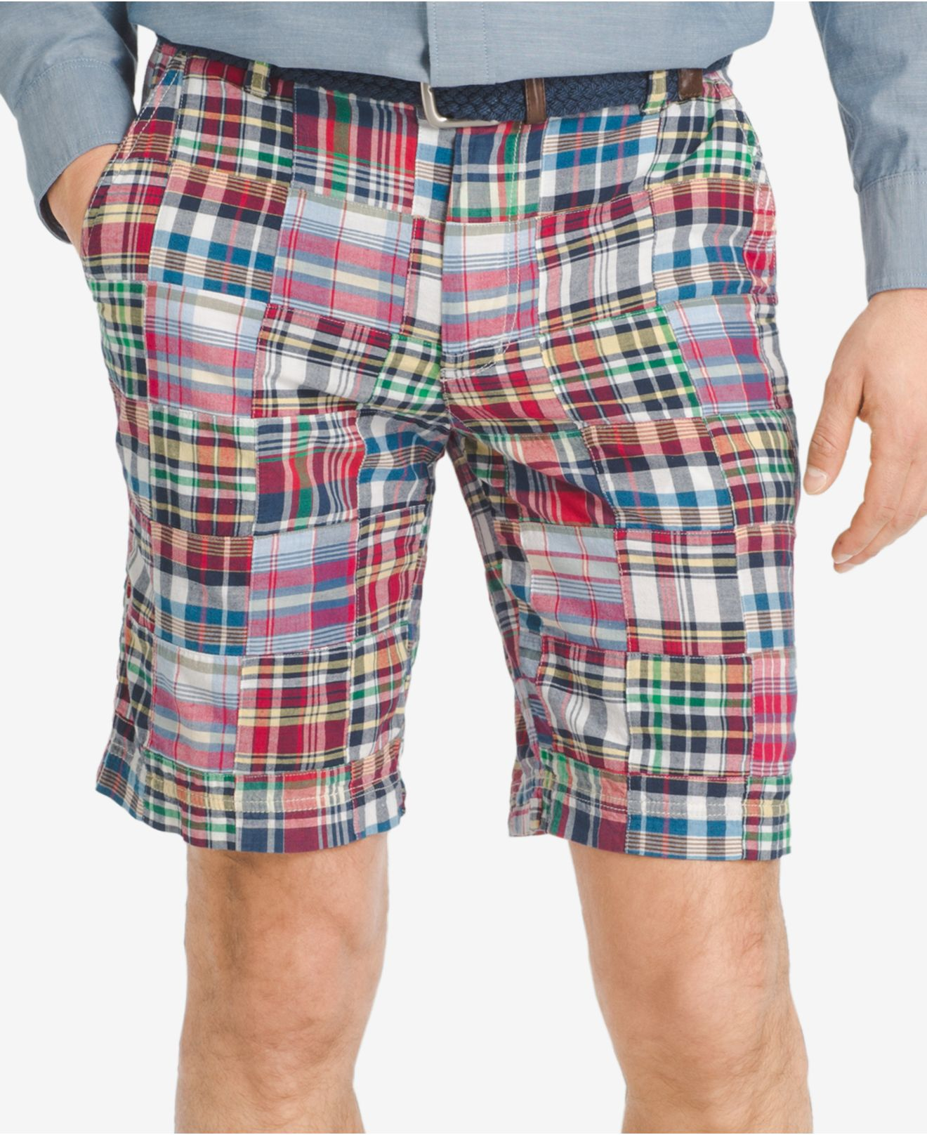 Lyst Izod Men's Madras Patchwork Flatfront Shorts in Red for Men